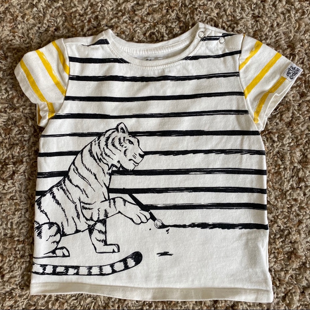 Art & Eden Tiger Painting Striped Tee Organic